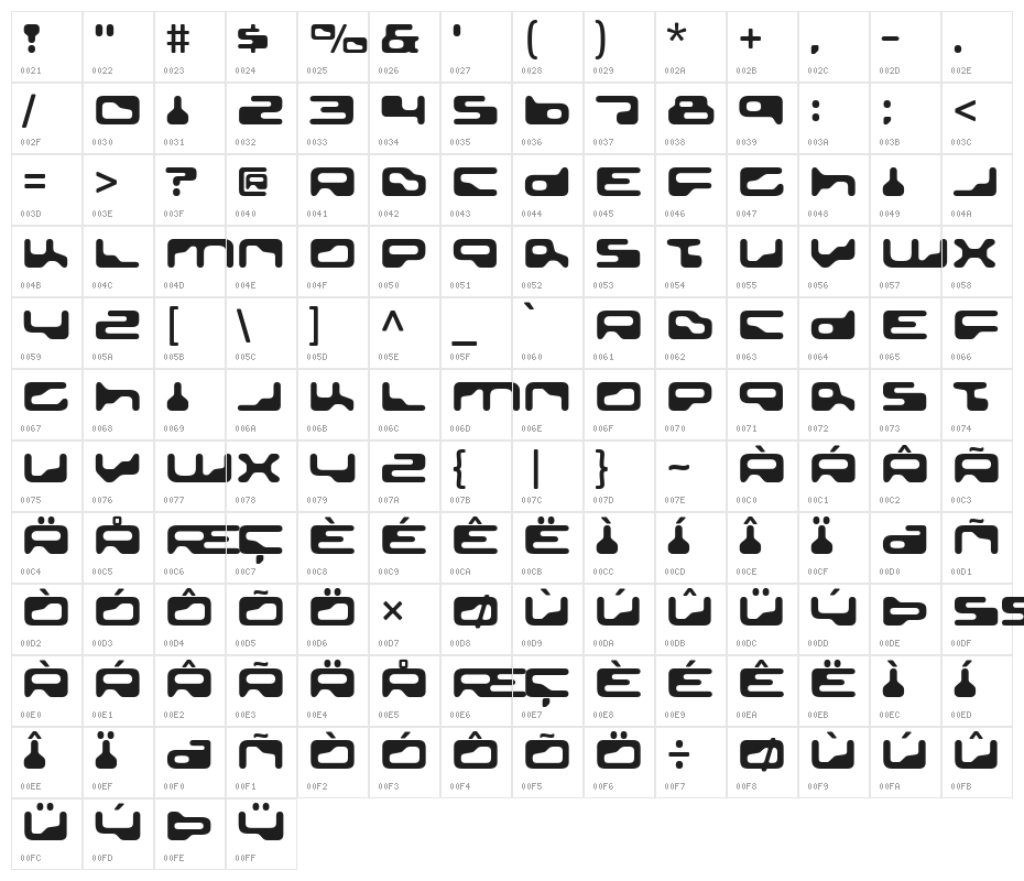 GoldenGirdle-Regular Character Map
