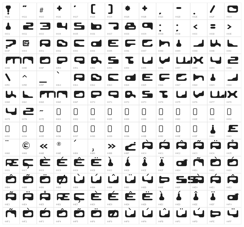 GoldenGirdle-Regular Character Map