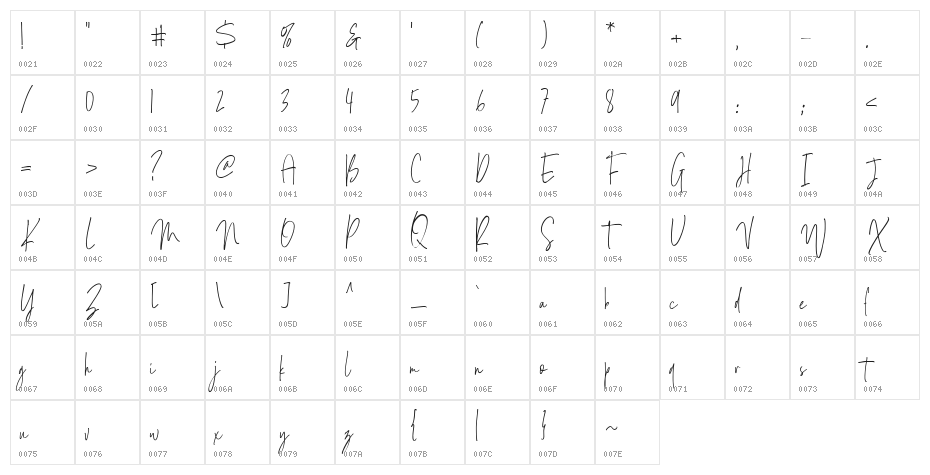 Goldenside-Regular Character Map