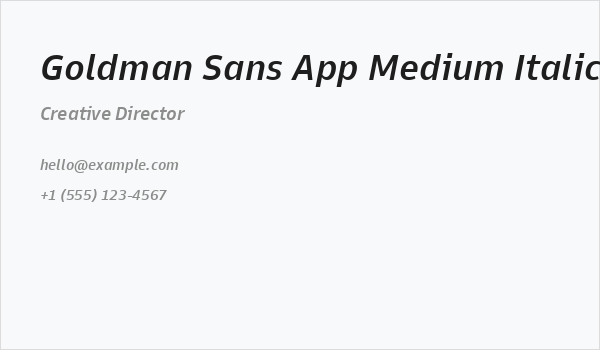 Goldman Sans App Medium Italic Business Card