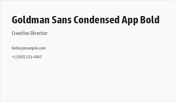 Goldman Sans Condensed App Bold Business Card