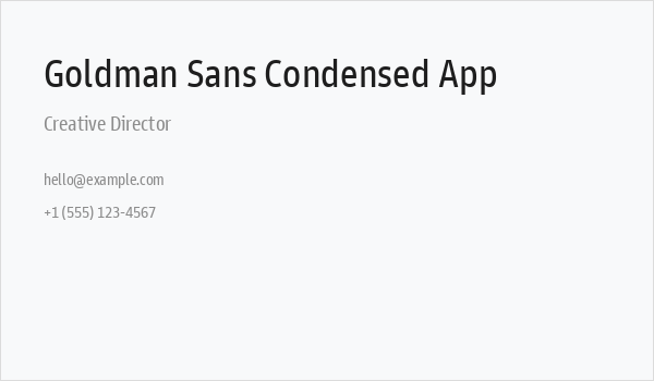 Goldman Sans Condensed App Business Card