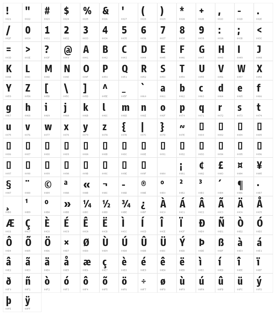 Goldman Sans Condensed Bold Character Map