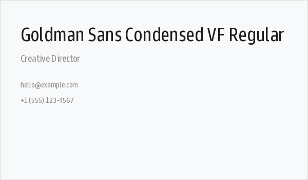 Goldman Sans Condensed VF Regular Business Card
