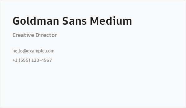 Goldman Sans Medium Business Card