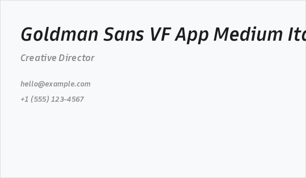 Goldman Sans VF App Medium Italic Business Card