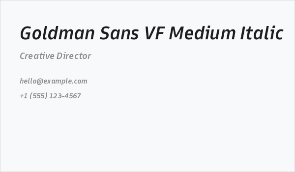 Goldman Sans VF Medium Italic Business Card