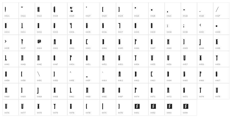 Goldminer  Regular Character Map