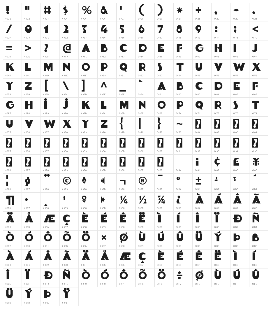 Goldsaber-Regular Character Map