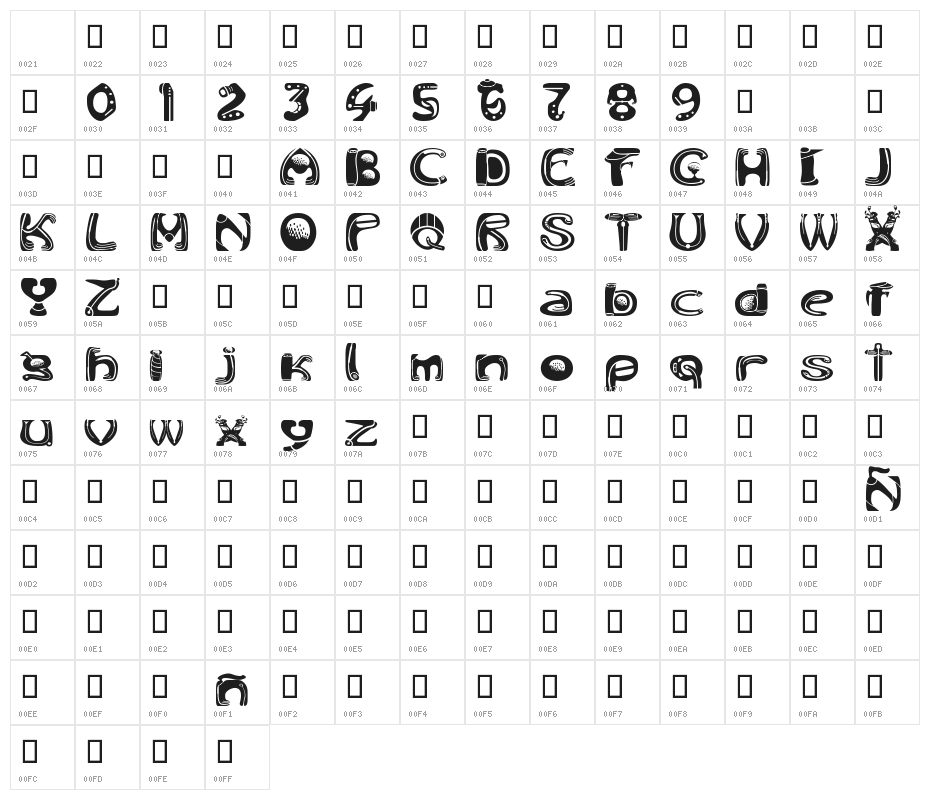 Golf Tools Medium Character Map