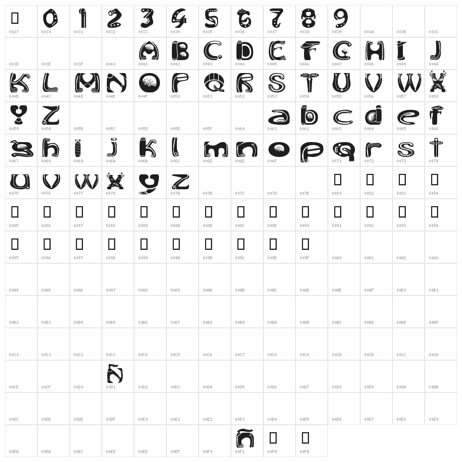 Golf Tools Medium Character Map