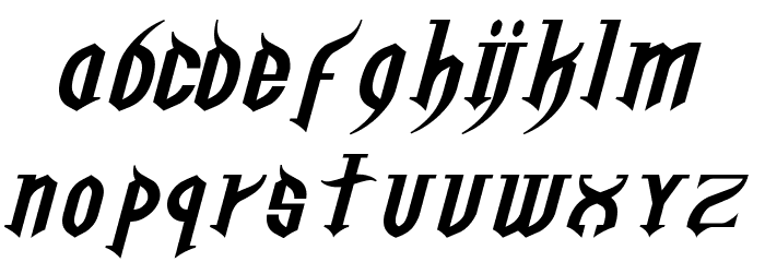 Golgotha Oblique E. Font LOWERCASE