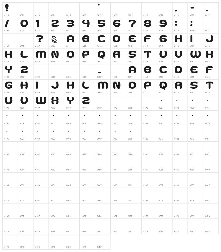 Goma Cookie__G Character Map