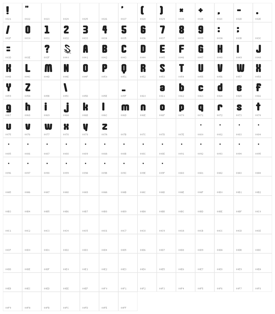 Goma-Standard02 Character Map