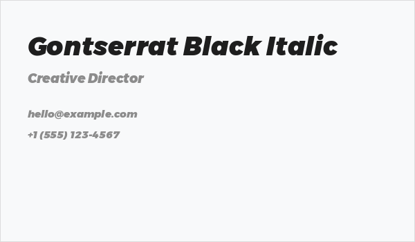 Gontserrat Black Italic Business Card