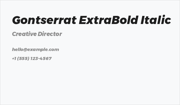 Gontserrat ExtraBold Italic Business Card