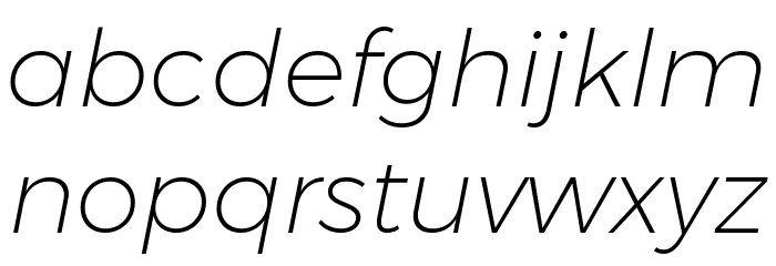 Gontserrat ExtraLight Italic Font LOWERCASE