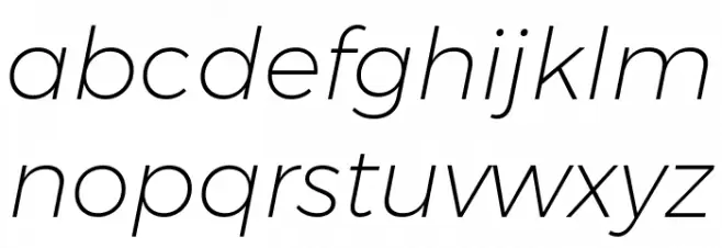 Gontserrat ExtraLight Italic Schriftart Kleinbuchstaben