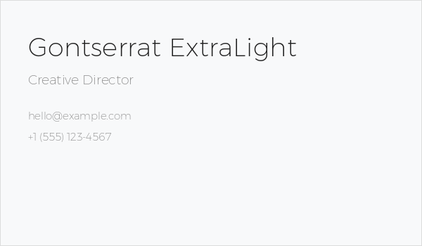Gontserrat ExtraLight Business Card