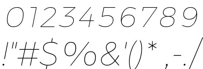 Gontserrat Thin Italic Font OTHER CHARS