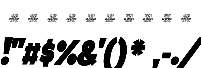 Gonzi Condensed PERSONAL USE Black Italic Font OTHER CHARS