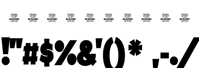Gonzi Condensed PERSONAL USE Black Font OTHER CHARS