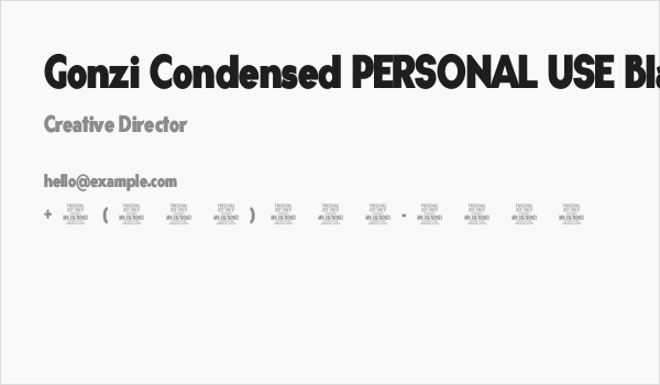 Gonzi Condensed PERSONAL USE Black Business Card