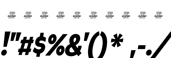 Gonzi Condensed PERSONAL USE Bold Italic Font OTHER CHARS