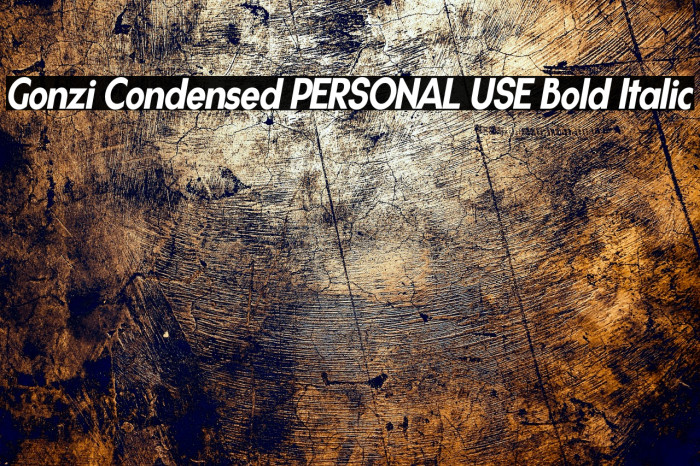 Gonzi Condensed PERSONAL USE Bold Italic Example 2