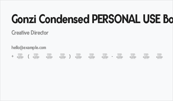 Gonzi Condensed PERSONAL USE Bold Business Card