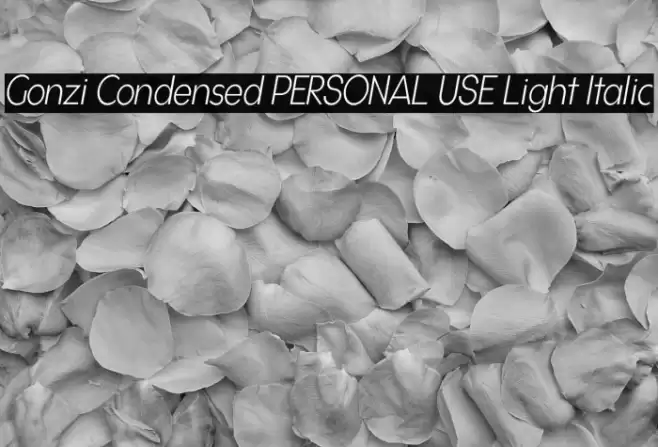 Gonzi Condensed PERSONAL USE Light Italic Font examples