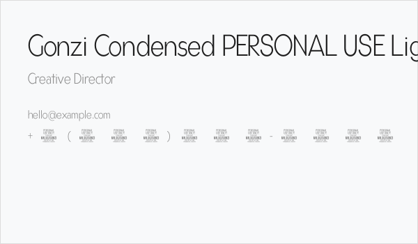 Gonzi Condensed PERSONAL USE Light Business Card