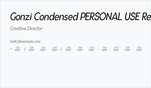 Gonzi Condensed PERSONAL USE Regular Italic Business Card