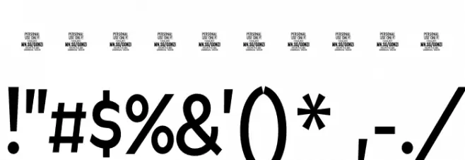 Gonzi Condensed PERSONAL USE Regular Font OTHER CHARS