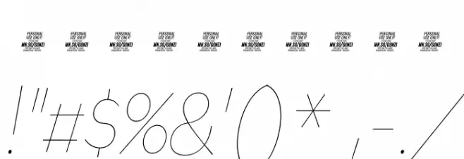 Gonzi Condensed PERSONAL USE Thin Italic Font OTHER CHARS