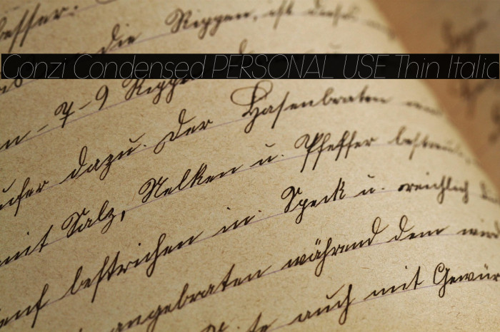 Gonzi Condensed PERSONAL USE Thin Italic Example 2