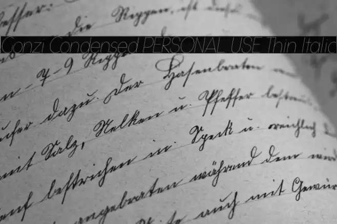 Gonzi Condensed PERSONAL USE Thin Italic Font examples