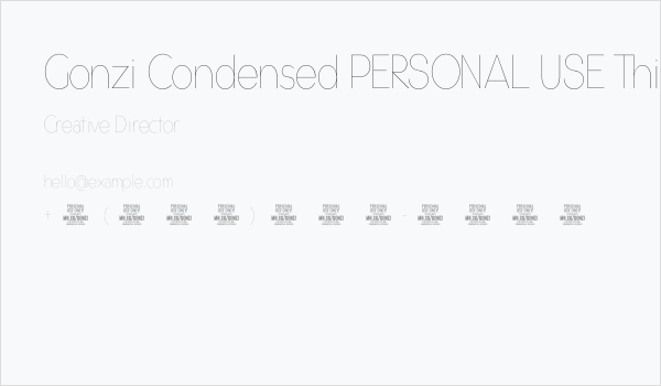 Gonzi Condensed PERSONAL USE Thin Business Card