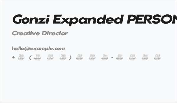 Gonzi Expanded PERSONAL USE Black Italic Business Card