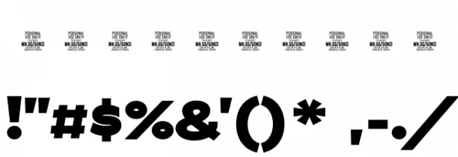 Gonzi Expanded PERSONAL USE Black Font OTHER CHARS