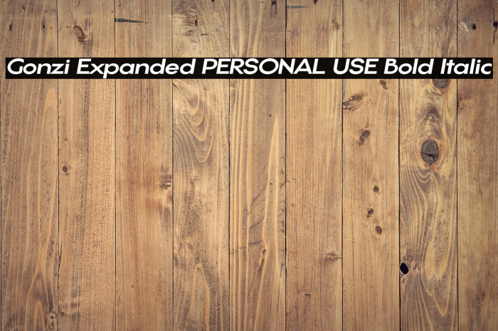 Gonzi Expanded PERSONAL USE Bold Italic Example 1