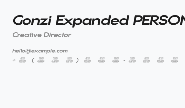 Gonzi Expanded PERSONAL USE Bold Italic Business Card