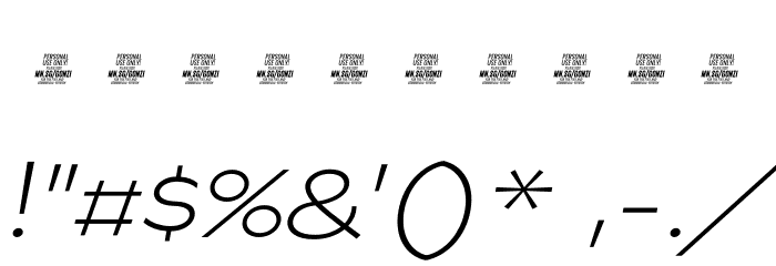 Gonzi Expanded PERSONAL USE Light Italic Font OTHER CHARS