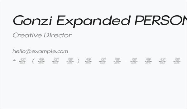 Gonzi Expanded PERSONAL USE Regular Italic Business Card