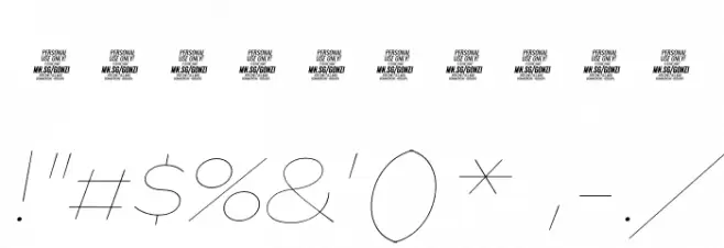 Gonzi Expanded PERSONAL USE Thin Italic Schriftart Anderer Schreiben