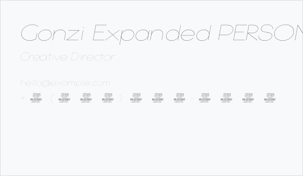 Gonzi Expanded PERSONAL USE Thin Italic Business Card