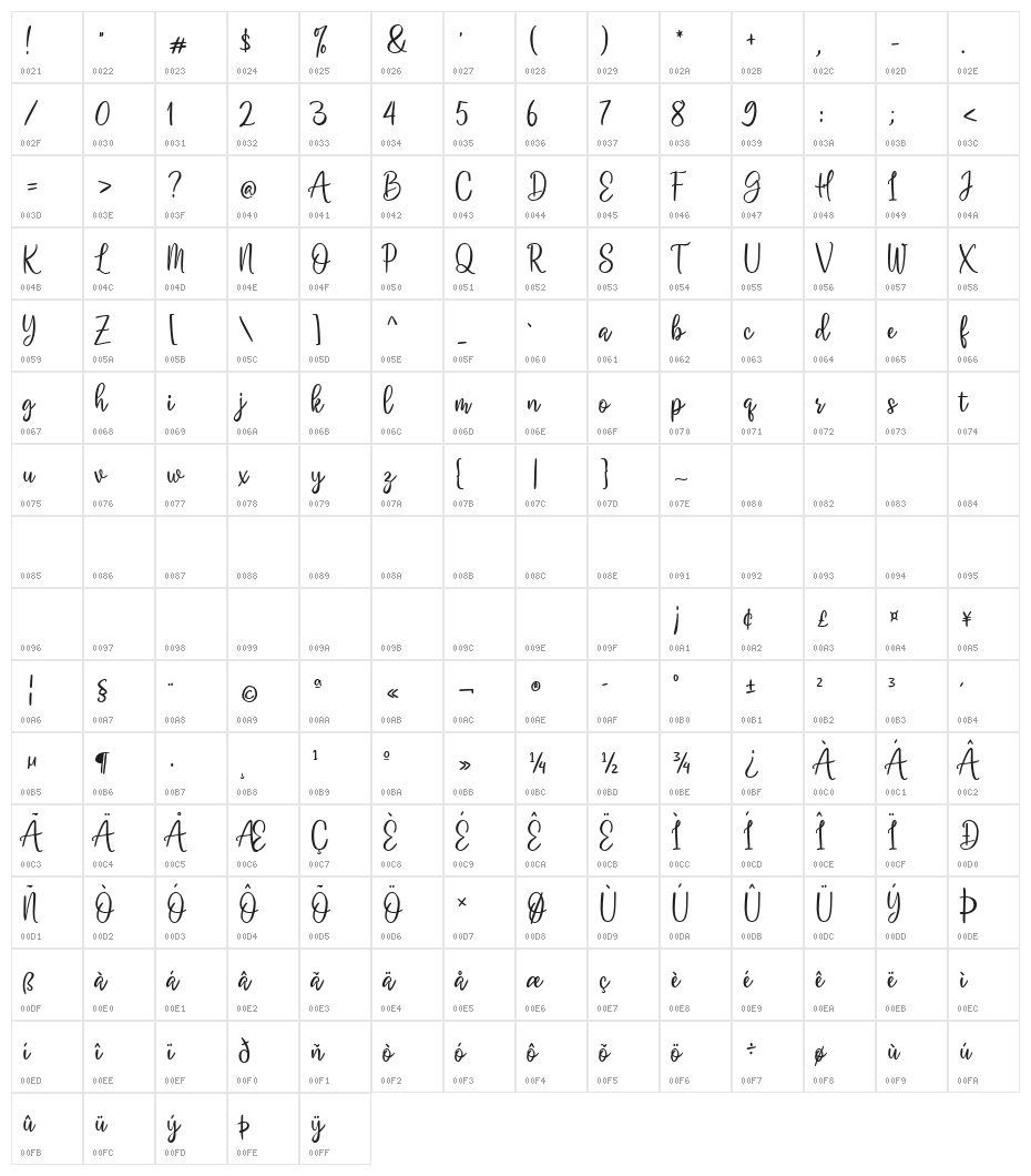 Good Creame Regular Character Map