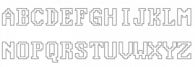 Good Old DOS Outline Regular Schriftart Groß