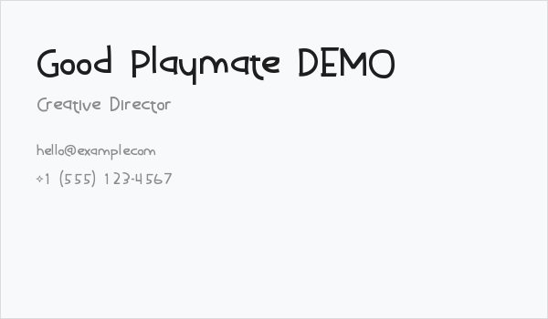 Good Playmate DEMO Business Card