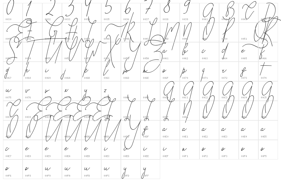 GoodWish Italic Character Map